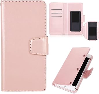 for BOOX Palma2 Pro/BOOX Palma 2 eBook Reader Case, Universal Leather Magnetic Flip Wallet Case with 3 Card Holder Compatible with VIWOODS 6.13" Carta1300 AiPaper Reader -Rose Gold