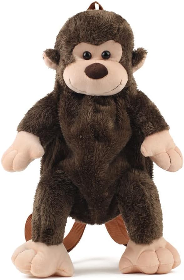 Whrigud Adorable Monkey Backpack with Leash Fluffy Monkey Stuffed Animals Shoulder