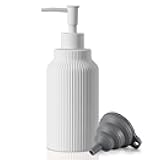 Modern Ceramic Soap Dispenser for Bathroom，14oz Ceramic Soft Touch Hand Lotion Dispenser with Pump，Liquid soap Dispenser for Kitchen Rubber Paint (White)