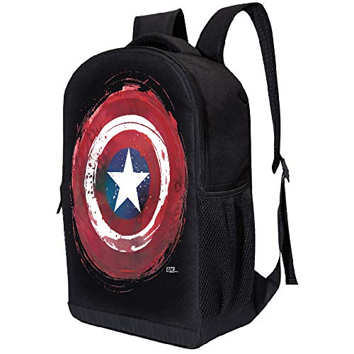 Marvel Comics Classic Avengers Backpack - Marvel Black Avengers 18 Inch Air Mesh Padded Bag (Avengers - Captain America Shield) #TOP1