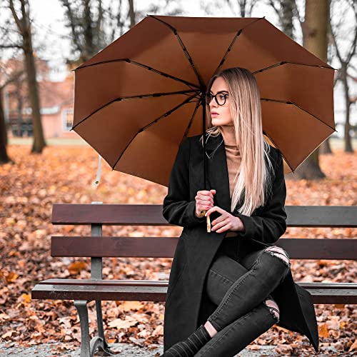 Xgvo-Iu Umbrella For Rain & Sun Travel Umbrella Windproof Quick-Dry Strong Fashion Trend Automatic Folding Umbrella(Pure White) #TOP1