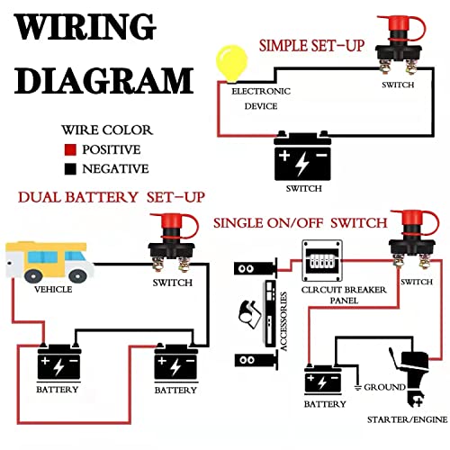Gogonfly Battery Disconnect Switch, Dc 12V 24V Battery Master Isolator Cut Off Power Kill Switch For Marine Car Boat Rv Atv Auto Truck Vehicle, With 2 Waterproof Key, 4 Copper Ring Terminals #TOP1