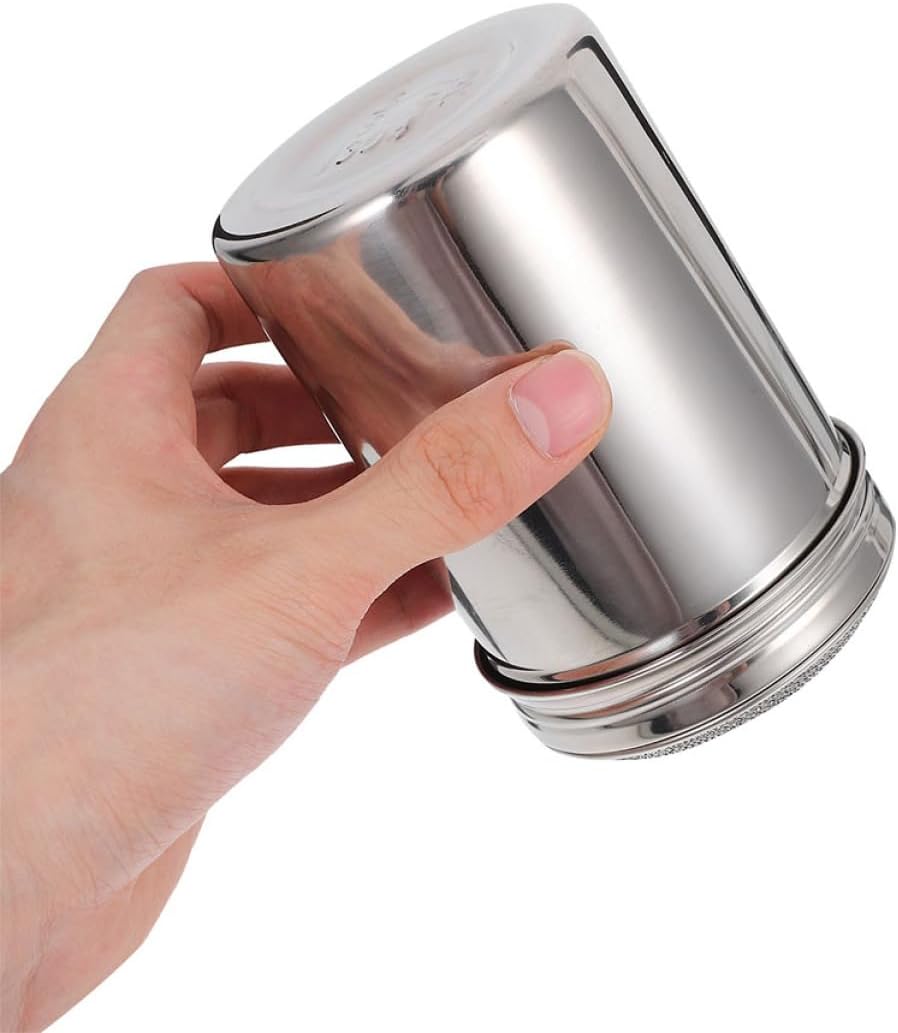 Stainless Steel Sugar Shaker Dispenser with Lid Xmas Fine Mesh