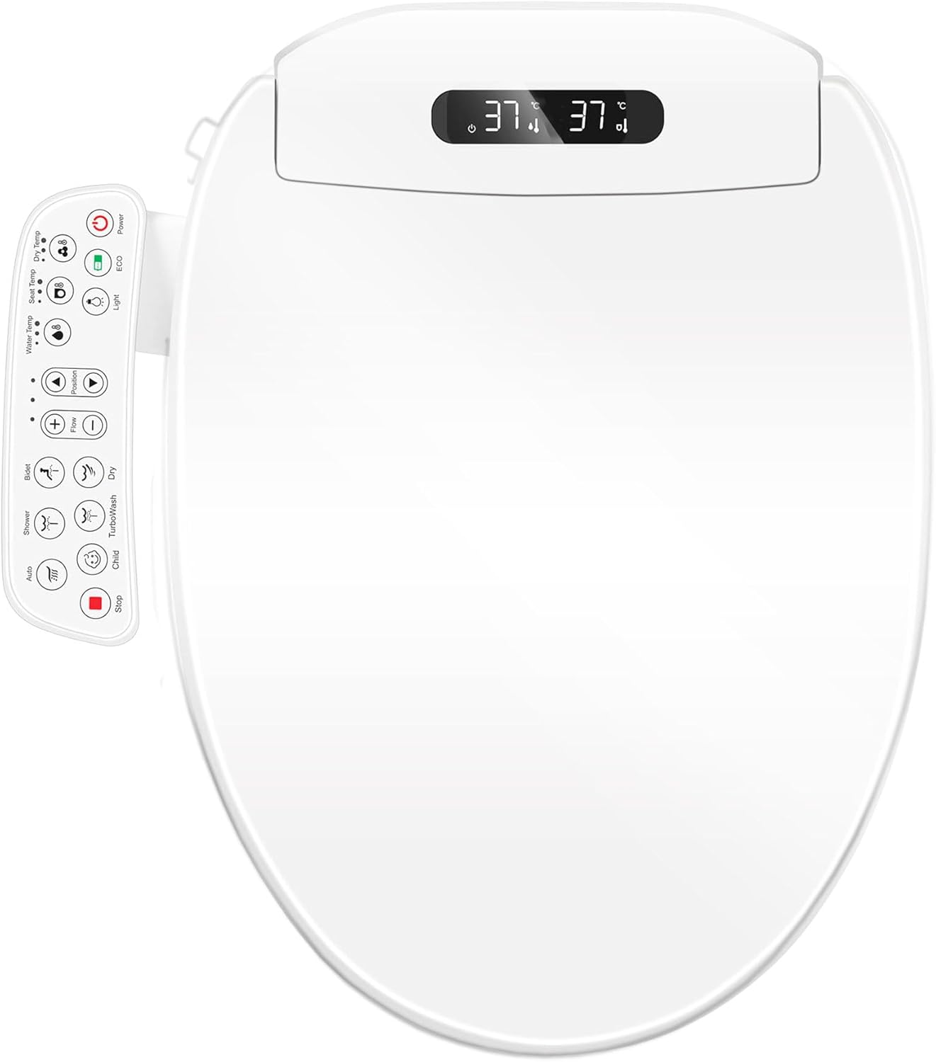 Electric Bidet Toilet Seat with Heated Seat, Warm Air Dryer, Endless Warm Water, Oscillating and Pulsating Spray Wash, Stainless Steel Self-Clean Nozzle, Sense Seat (Elongated)