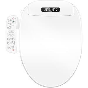 Electric Bidet Toilet Seat Elongated with Heated Seat, Warm Air Dryer, Endless Warm Water, Oscillating and Pulsating Spray Wash, Stainless Steel Self-Clean Nozzle (Bidet Toilet Seat Elongated 2)