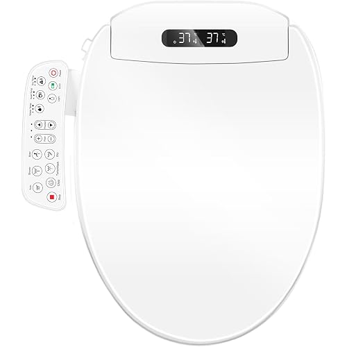 Electric Bidet Toilet Seat Elongated with Heated Seat, Warm Air Dryer, Endless Warm Water, Oscillating and Pulsating Spray Wash, Stainless Steel Self-Clean Nozzle (Bidet Toilet Seat Elongated 2)