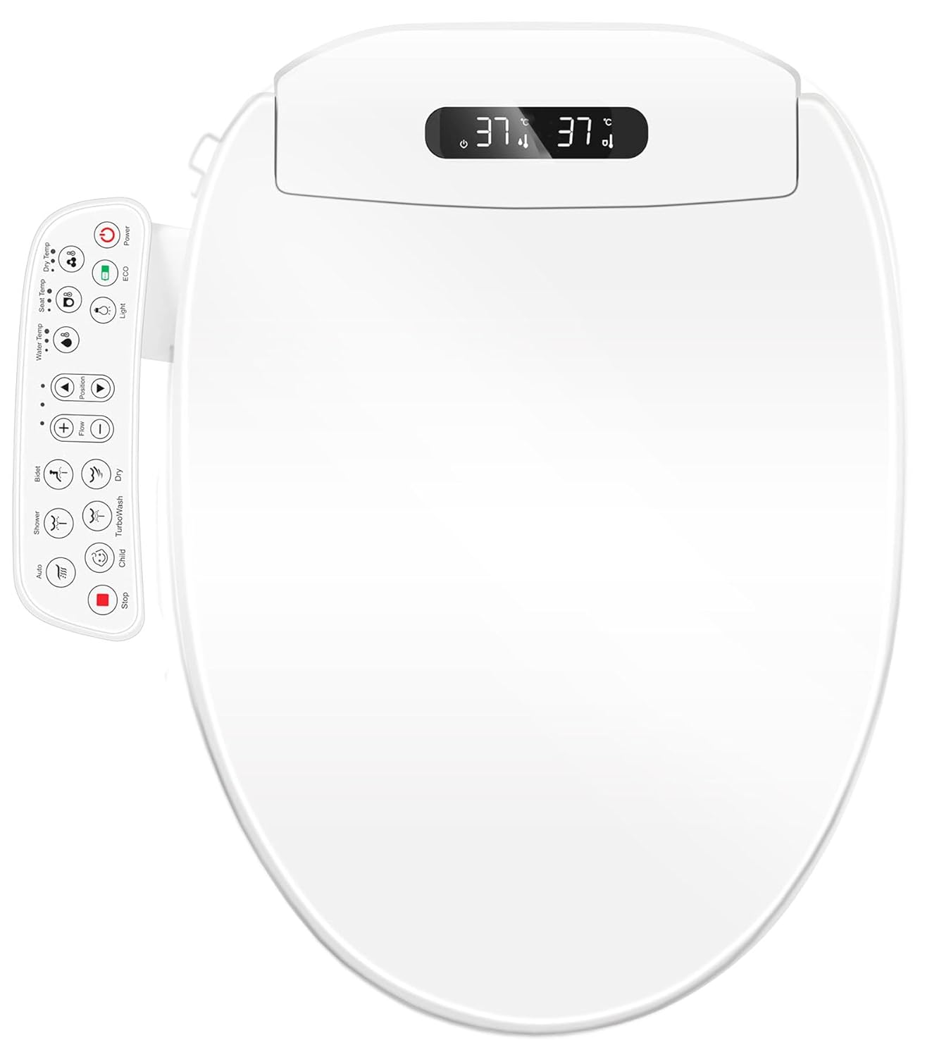 Electric Bidet Toilet Seat Elongated with Heated Seat Warm Air Dryer Endless Warm Water Oscillating and Pulsating Spray