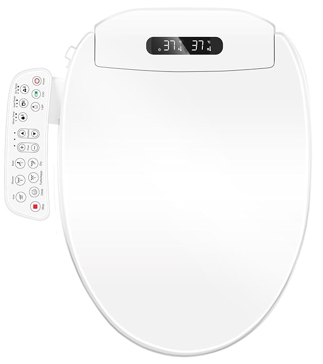 Electric Bidet Toilet Seat Elongated with Heated Seat Warm Air Dryer Endless Warm Water Oscillating and Pulsating Spray