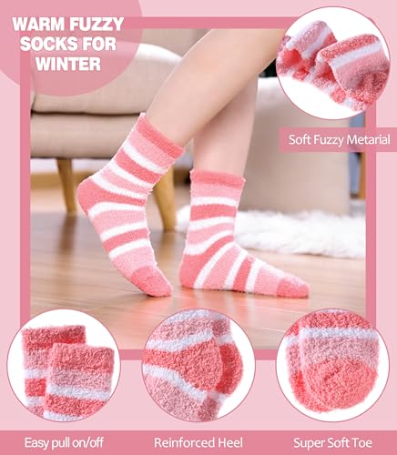 Image of LANLEO 5 /6 Pairs Womens Super Soft Fuzzy Plush Warm Winter Home Sleeping Slipper Socks