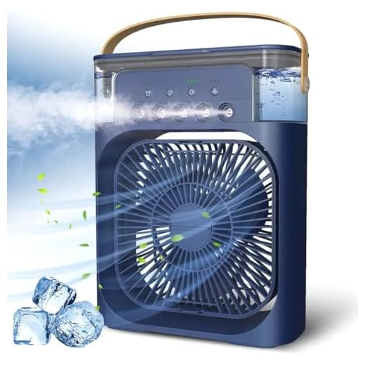 losipoka Ventilador Portátil de Mesa Mini Ar Condicionado Umidificador Climatizador Pode Colocar Gelo Luz Led (Azul)