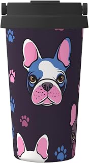 Insulated Coffee Tumbler 16oz Cartoon Bulldog Claw Print Travel Mug Stainless Steel Coffee Cups with Lids