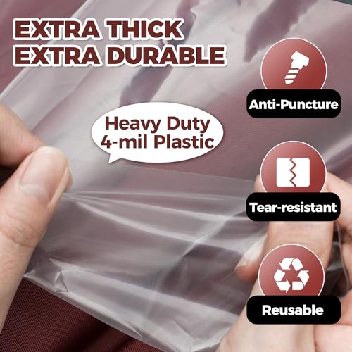 2-Pack Patio Umbrella Cover Bags - Clear Outdoor Patio Umbrella Covers Waterproof, Reusable Heavy-Duty 4-Mil Plastic – Includes Zip Ties & Labels, Bag Fits 5 to 11-Foot Diameter Umbrellas
