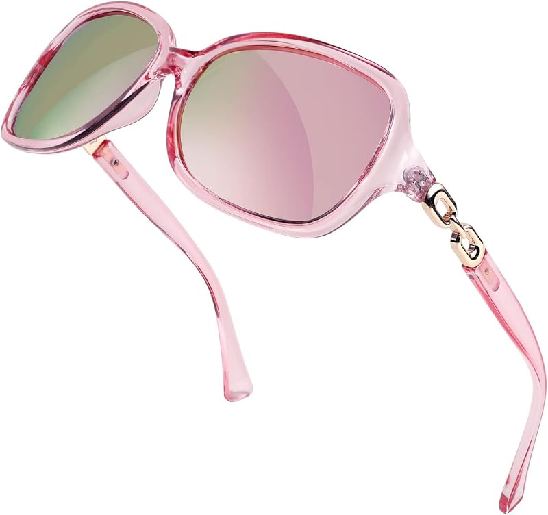 FEISEDY lentes de sol polarizadas para mujer, lentes de sol cuadradas envolventes UV400, lentes de sol de moda con espejo para mujer B2526