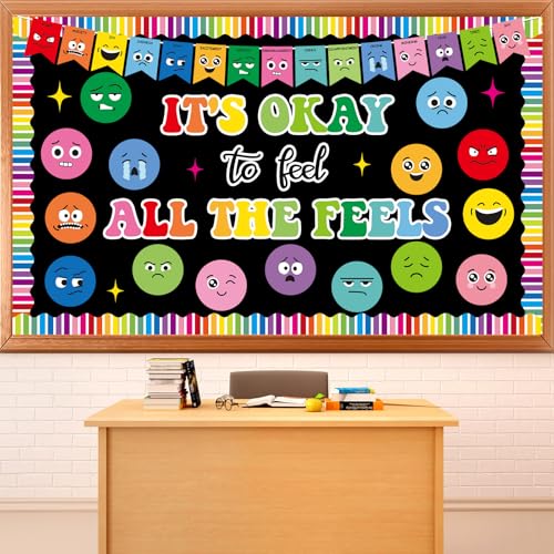 Feeling Bulletin Board Set Mental Health Classroom Decorations Growth Mindset Back to School Wall Art Decor Emotion Cutouts Feeling Chart for Kid Teacher School Counselor Therapy Calm Corner Supplies