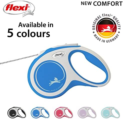 Flexi New Comfort Cord Grey & Blue Small 8m Retractable Dog Leash/Lead for dogs up to 12kgs/26lbs