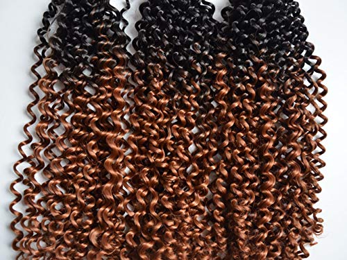 Leyoo 14" Water Wave Crochet Braids (100g/Bundle, 3 Bundles/Box) Deep Curly Crochet Braiding Hair Extension For Female (M 1B/30)