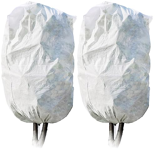 com-four® 2X Copertura per la Protezione delle Piante con Cordino - Pile a Telaio Freddo per la Protezione delle Piante in Estate e in Inverno - Vello da Giardino (02 Pezzi - Bianco - 198x132cm)
