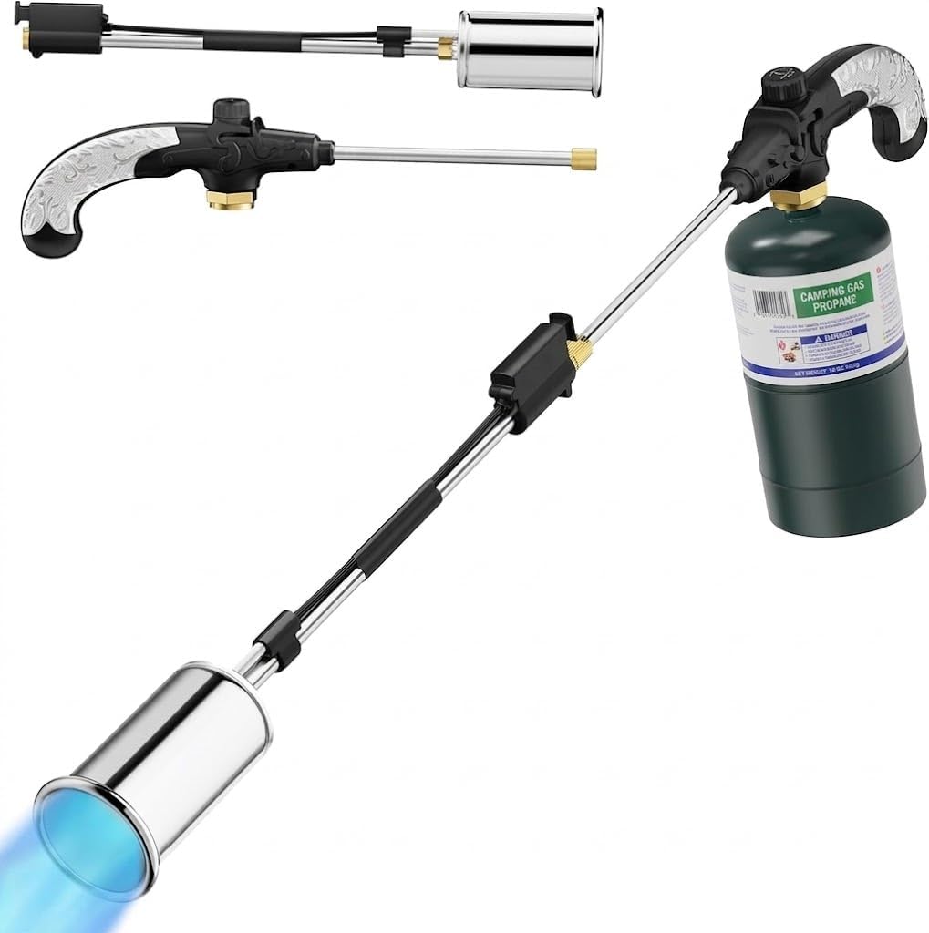 Propane Torch Weed Burner, High Output Weed Torch Flamethrower, 30" Detachable Long Arm Heavy Duty Blow Torch For Garden, Wood, Ice, Snow, Melting(PROPANE TANK NOT INCLUDED)