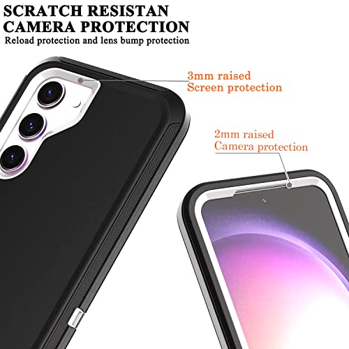 Ymhxcy Galaxy S23 Case With Self Healing Flexible Tpu Film[2 Pack] And Lens Protective Film[2 Pack],3-In-1 Heavy Protection Cover For Samsung Galaxy S23 （6.1“）-Black And Grey #TOP4