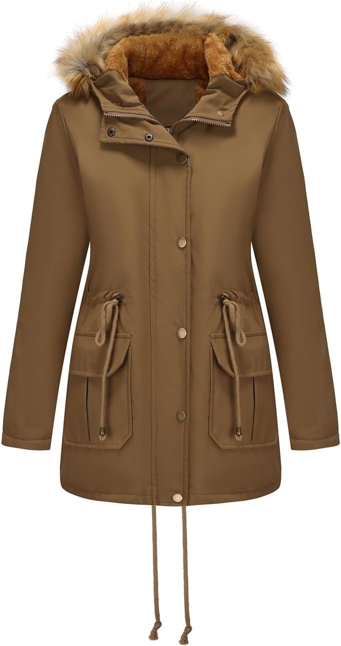 Lightweight Long Womens Softshell Jacket, Winter Fleece Lined Hoodie Warm Jumper Coat Outwear Thermal Outfits