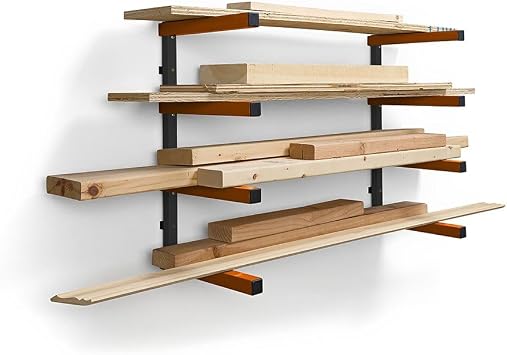 BORA Wood Rack 4-Level Heavy Duty Lumber Storage Rack Wall Mount PBR-0410