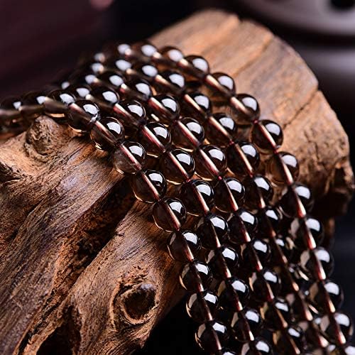 ABCGEMS Brazilian Minas-Gerais Dark Smoky Quartz Beads (Exceptional Clairty) Healing Chakra Energy Crystal Stone Ideal for Bracelet Necklace Ring DIY Jewelry Making Craft Men Women Smooth Round 8mm