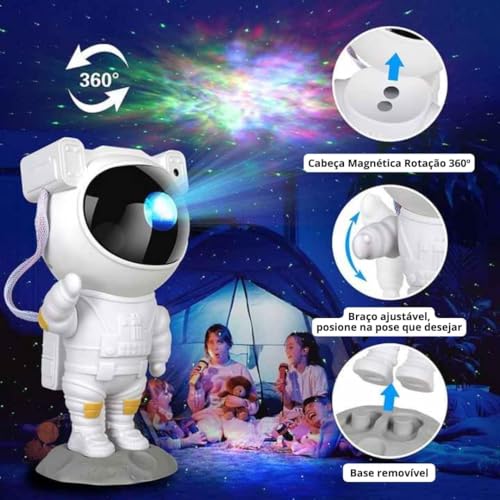 Projetor de galaxia ultra realista em led, controle remoto e brilho ajustável, atmosfera que auxilia