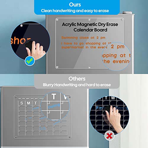 Bestmal Magnetic Dry Erase Board For Fridge, Acrylic Dry Erase Calendar For Refrigerator, 16"X12" Clear Set Of 2 Reusable Calendar Whiteboard And Monthly Planner, 6 Markers & 1 Eraser #TOP4