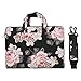 MOSISO Laptop Shoulder Bag Compatible with 13-13.3 inch MacBook Pro, MacBook Air, Notebook Computer, Ultraportable Protective Canvas Rose Pattern Carrying Briefcase Handbag Sleeve Case Cover, Black