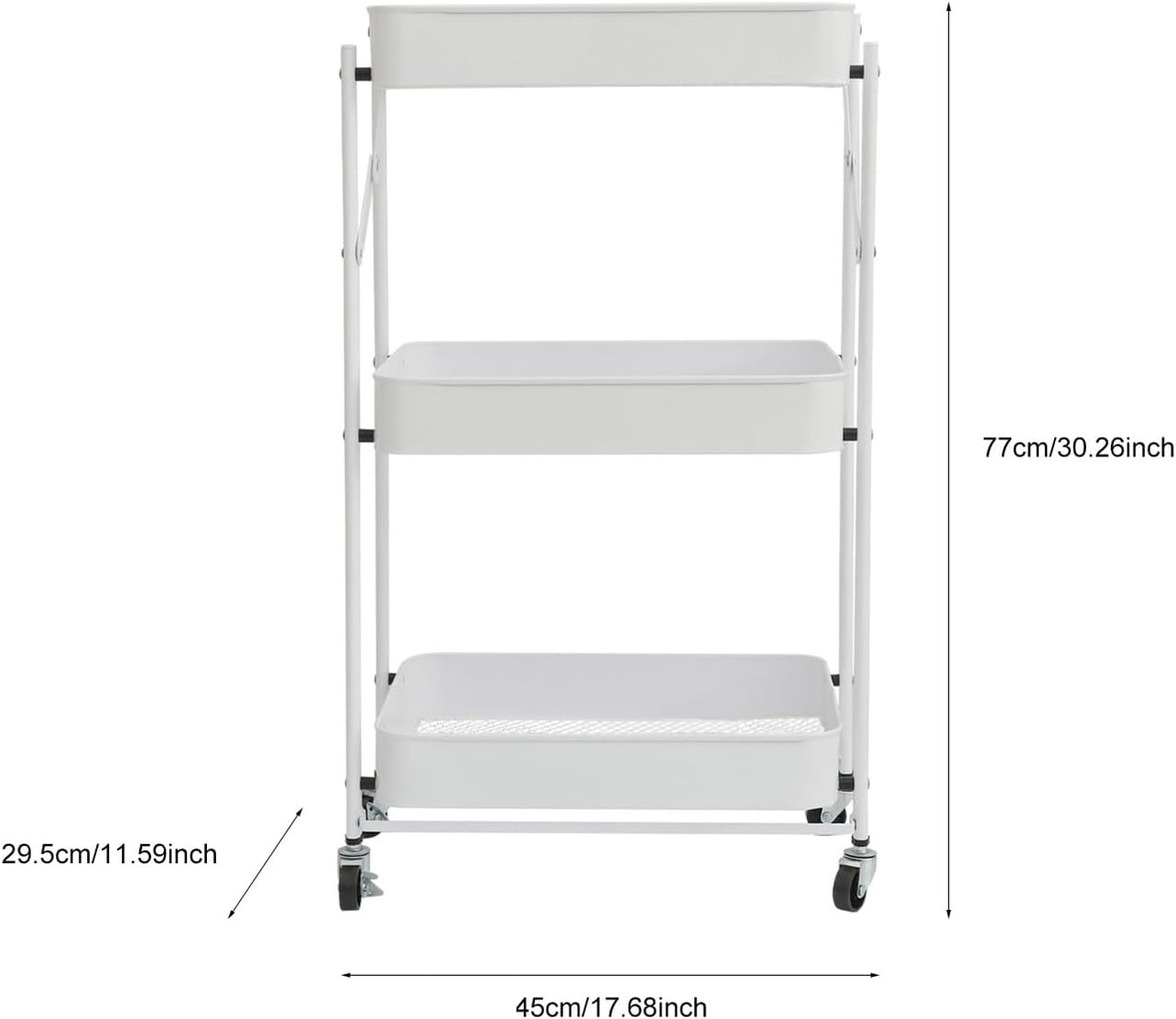 Multi-Layer Beauty Salon Tool Storage Trolley, Ivory White 3-Tier Moveable Sundries Storage Cart with Wheels, No Assembly Required, Home Use Organizing Rack for Bathroom and Office
