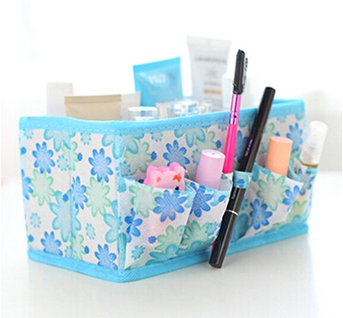 Liroyal Newest Makeup Cosmetic Storage Box Bag Bright Organiser Foldable Makeup Stationary Container,Blue
