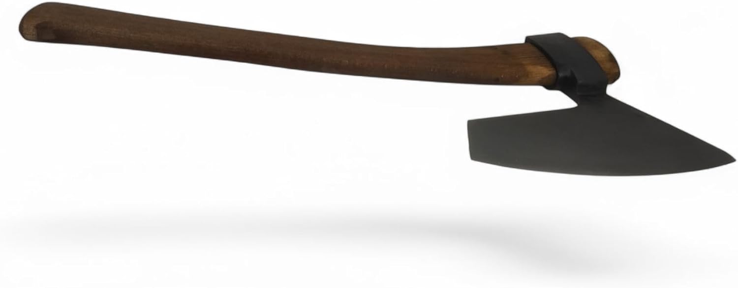 Hand-Forged Hewing Bearded Broad Axe – European Style | Timber Framing, Log Building & Woodworking Tool | Razor-Sharp High-Carbon Steel Blade with Offset Curved Beechwood Handle
