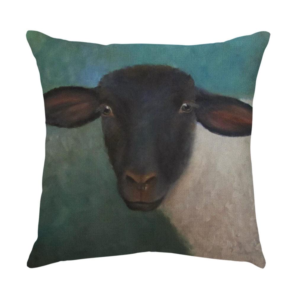 4 Piezas Funda de Almohada 65x65cm Oveja Linda Fundas de Cojín Terciopelo Sencillo y Decorativo para Sofá Camas Dormitorio Coche Lino Cojines Throw Pillow Covers （26x26in）
