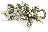Vwhite Womens Flower Crystal Hair Clips Barrettes Hair Accessories Green