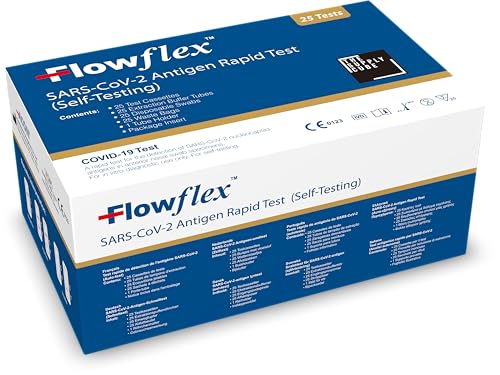 25 Pack Flowflex COVID-19 Rapid Test Kit - Easy to Use Self Testing Antigen Covid Test Kit - One Step Test for Sars-CoV-2 - Quick Covid Test at Home - Covid Lateral Flow Test Kit (Not for Travel)