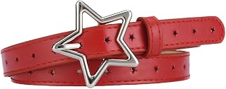 Retro Y2k Star Waist Belt for Girls Goth Punk Rock Belt for Jeans Dress Adjustable Faux Leather Belt Vintage