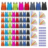 SENONAPO Pacote com 56 mochilas a granel 43 cm, dobrável, leve, para meninos e meninas, costas básicas com 56 réguas, 56 borrachas para estudantes, viagens ao ar livre, material escolar (8 cores