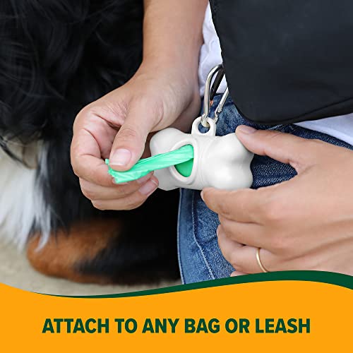 Image of Arm & Hammer Dog Bone Shape Dog Poop Bag Dispenser With 30 Count Plant-Based Poop Bags With Activated Baking Soda; 9 x 14 Inches; White