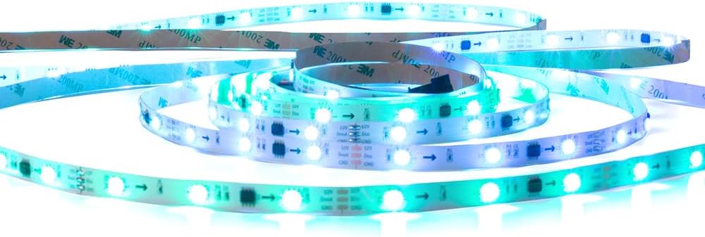 WS2811 LED Strip Addressable Pixel Strip Light 30LEDs/m 10Pixels/m 150LEDs 50pixels SMD 5050 RGB Dream Color LED Pixel RGB Strip DC12V (16.4FT 150LED, White PCB Waterproof IP65)