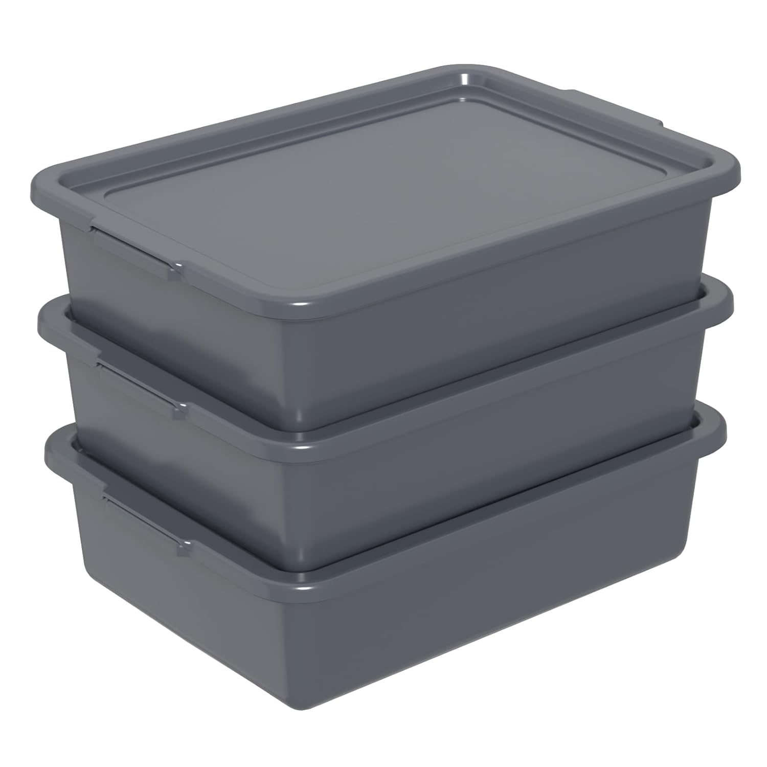 13 L Bub Box with Lid, Plastic Commercial Bub Tubs, 3 Packs, Deep Gray