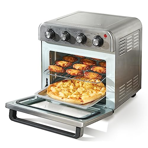 VEVOR 7-IN-1 Air Fryer Toaster Oven, Convection Oven, 1700W Stainless Steel Toaster Ovens Countertop Combo 18L with Pizza Pan, Grill, Gloves, 6 Slices Toast, 12-inch Pizza, Commercial Use and Home