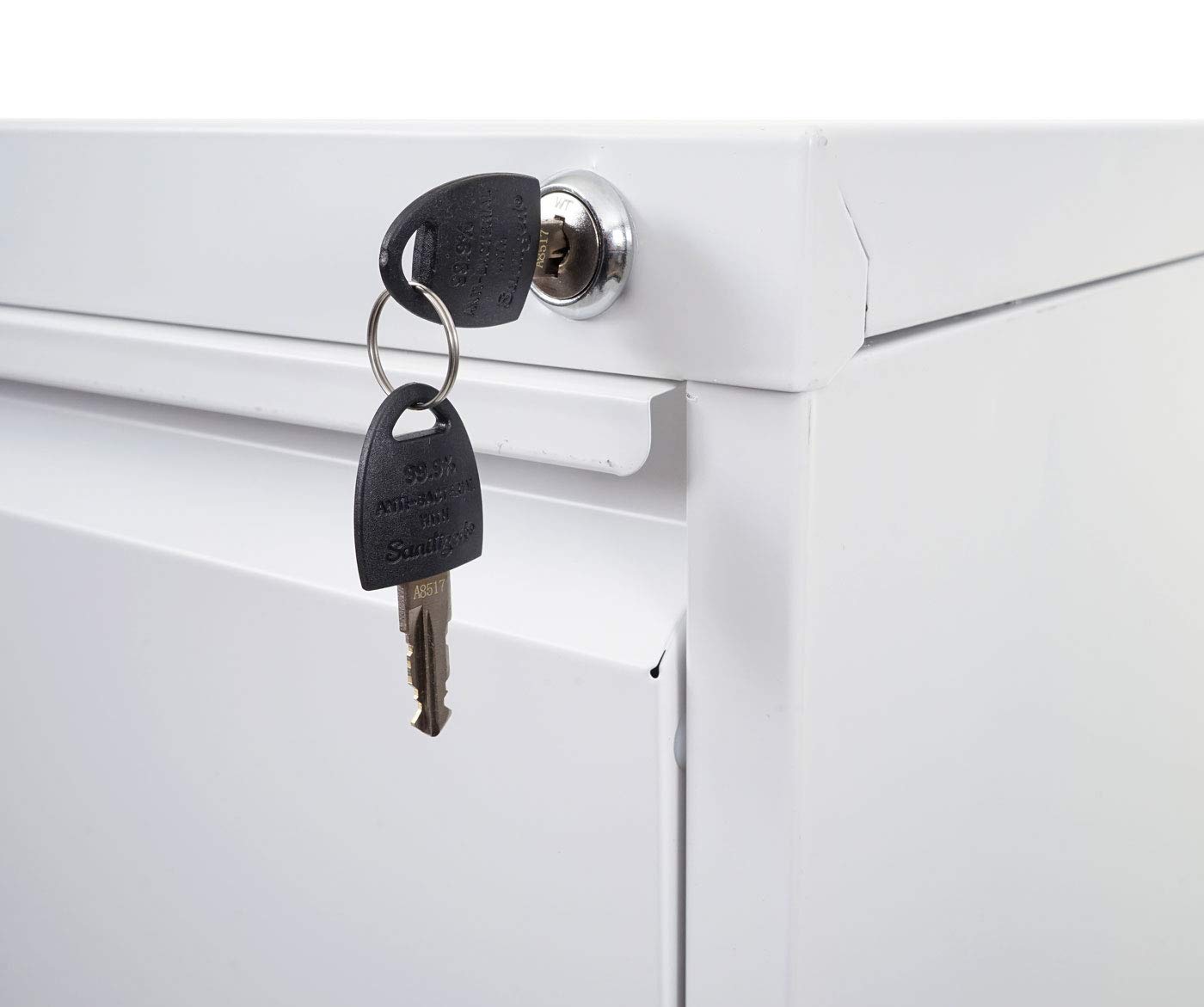 Mendler Armadietto classificatore 4 cassetti Formato Legal HWC-H16 Acciaio 62x46x134cm - Bianco
