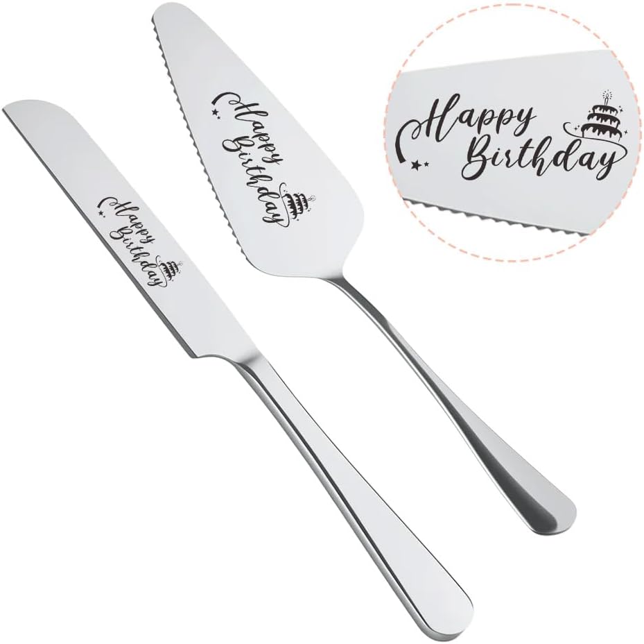 Cake Knife and Server Set for Birthday Party 60 Year Old Birthday Gift for Dad Mom Engraved Knives Servers Grandma Grandpa 60th Bday Gifts for Men Women 60 Yrs Old Bday Presents for Aunt Uncle
