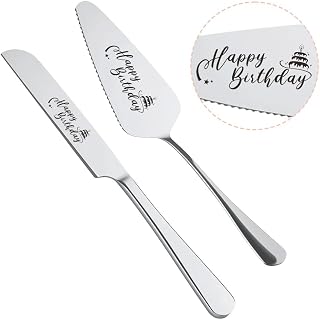 Birthday Cake Server and Knife Set Grandma Grandpa Birthday Gifts from Granddaughter Grandson Cake Cutting Set Mom Dad Christmas Bday Presents for Friend Daughter Son