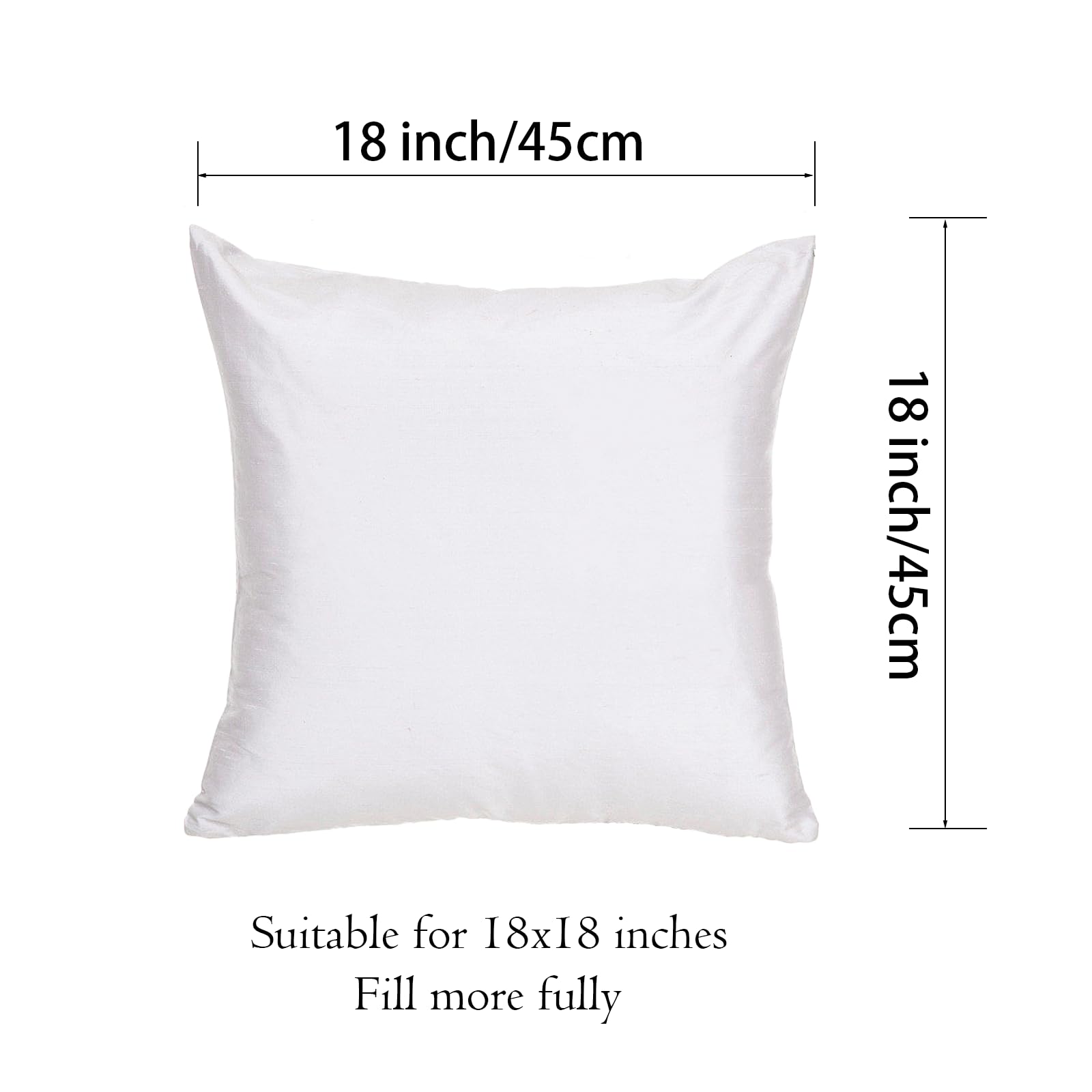 NICOLEKAY Bedding Throw Pillows Insert (Pack of 2, White) - 18 x 18 Inches Bed and Couch Pillows - Indoor Decorative Pillows