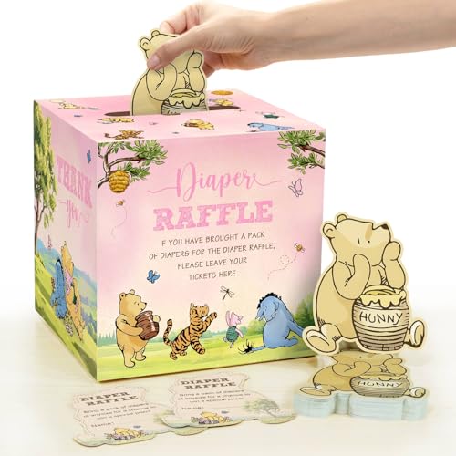 Winnie Bear Diaper Raffle Box Pink