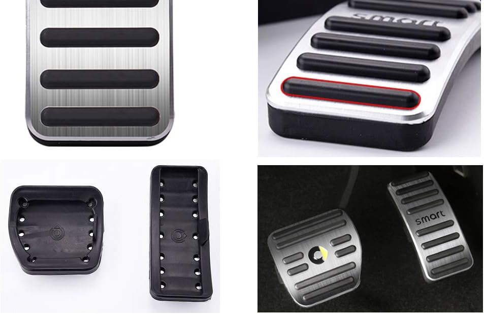 SHIFENG For Mercedes benz Smart fortwo forfour 453 Car Brake Pedal Decoration Cover Accelerator Pedal Non-slip Trim （silver）