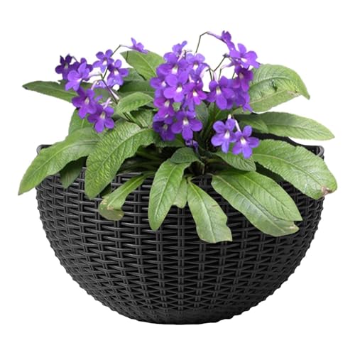 Vaso Da Fiori Sospeso A Parete In Finto Rattan - Vasi Da Fiori Da Appendere Alla Parete, In Plastica | Vaso Da Fiori Creativo A Semicerchio | Portapiante Gancio Per Balcone Recinto Fioriere A Muro