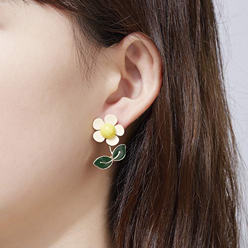 Kruckel Flower Dangle Earrings for Women,White Petals Long Drop Pearl Dangling Earring,Great Gift for Wedding, Birthday, Graduation and Anniversary (Dangle) — view 4
