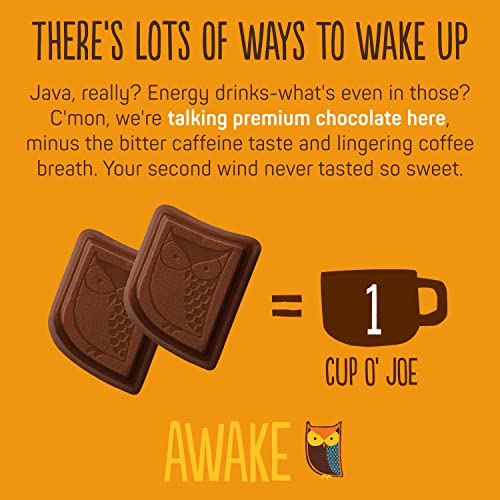 Awake - Caffeinated Chocolate Bites - Coffee Alternative - Low Calorie Snack - Bite Size Energy Bars - 50Mg Of Caffeine In Each Bite - Non Gmo - Vegan - Gluten Free - No Sugar Peanut Butter Dark Chocolate - 50 Bites #TOP4